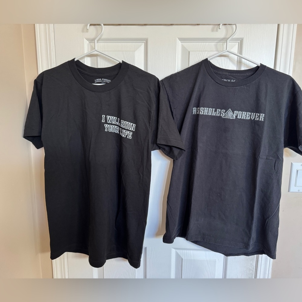 Black Graphic T-Shirt Set A**hole live forever size M lot of 2